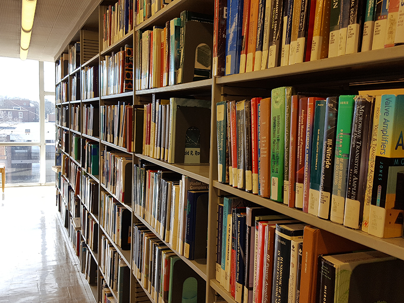 An image of library shelves.