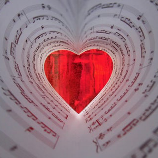 Music notes in the shape of a heart.